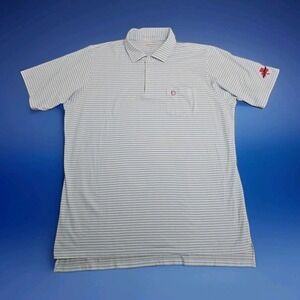 B. Draddy Performance Golf Polo Men's XL Blue Striped Short Sleeve Embroidered